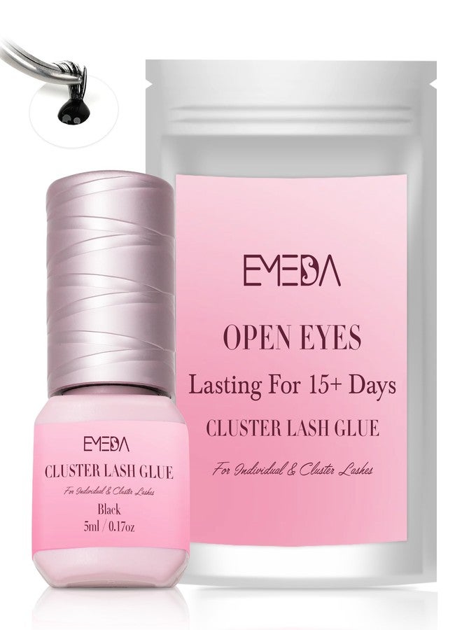 EMEDA Long Lasting Lash Cluster Glue for 15 Days, Waterproof/Strong Hold/Eyelash Extension Glue for Sensitive Eyes & DIY Individual & Clusters & Lash Extensions (5ml Black 3s) - Image 1