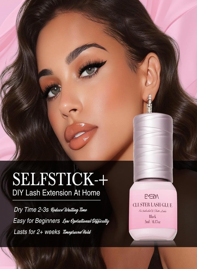 EMEDA Long Lasting Lash Cluster Glue for 15 Days, Waterproof/Strong Hold/Eyelash Extension Glue for Sensitive Eyes & DIY Individual & Clusters & Lash Extensions (5ml Black 3s) - Image 4