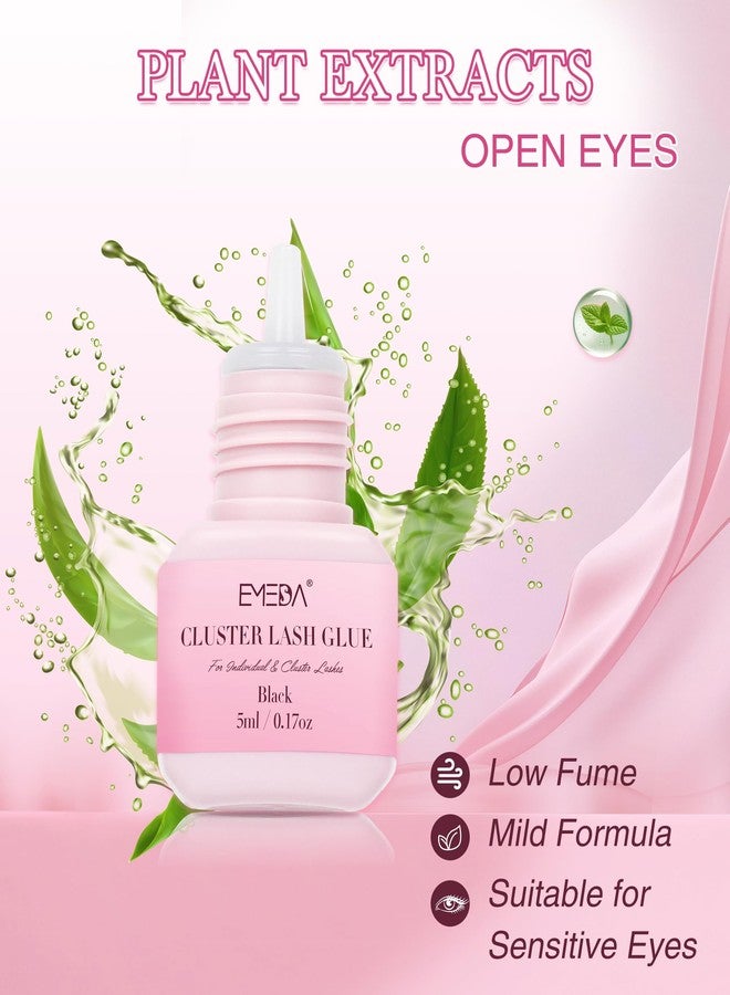 EMEDA Long Lasting Lash Cluster Glue for 15 Days, Waterproof/Strong Hold/Eyelash Extension Glue for Sensitive Eyes & DIY Individual & Clusters & Lash Extensions (5ml Black 3s) - Image 2