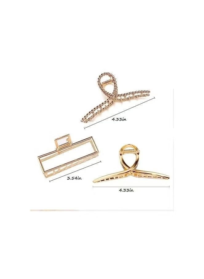 3 PCS Metal Large Hair Claw Clips for Thick Heavy Hair, Big Non-Slip Hair Catch Barrette Jaw Clamp, Strong Hold Claw Barrettes for Long Hair - Image 2