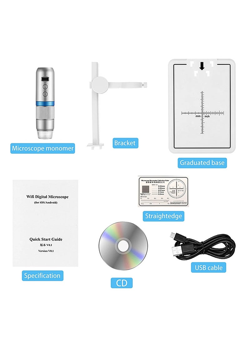 Generic - 1000X Portable Wireless Digital Microscope (USB Wi-Fi Microscope MS4 Magnifier with 8 LED Stands for Android IOS PC) - Image 1