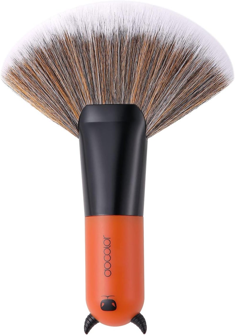 Docolor Professional Face Makeup Brush Red Synthetic Hair Fan Brush For Blush Setting Powder