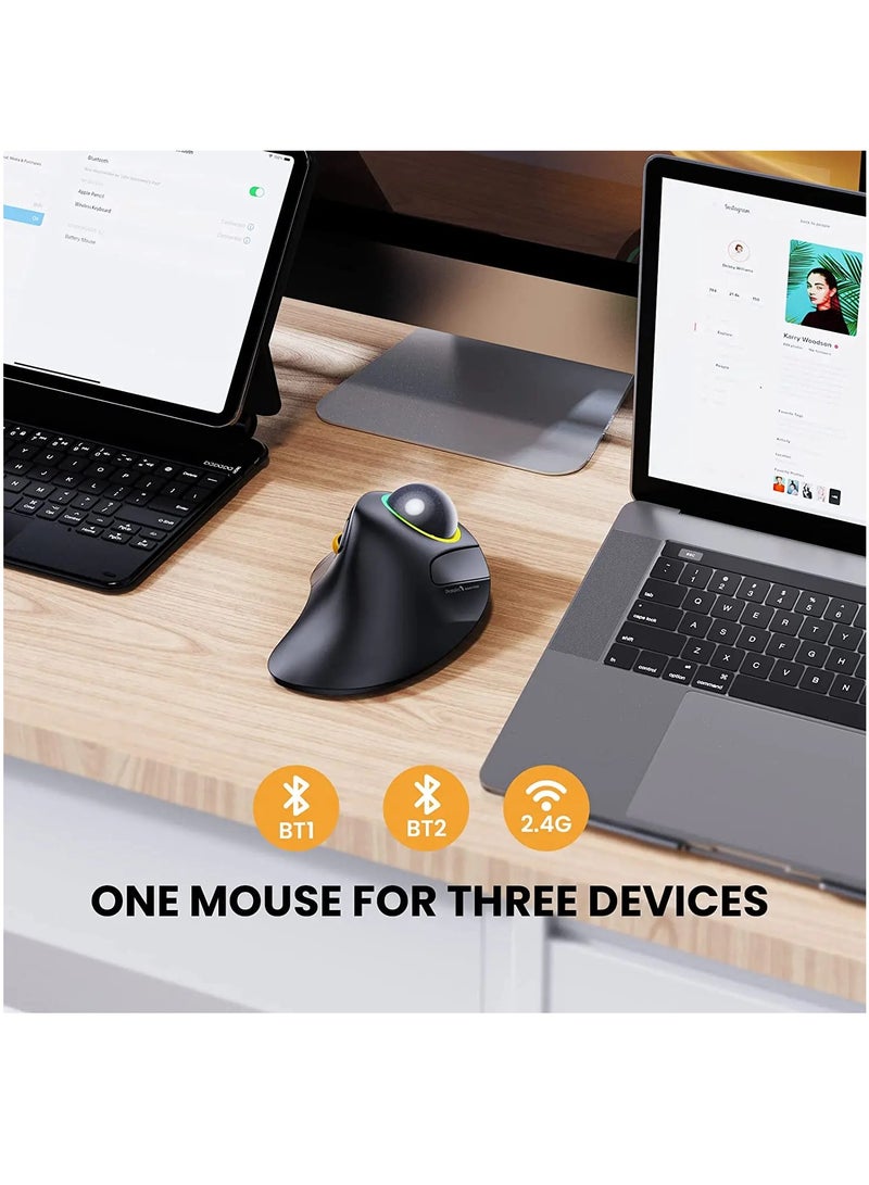Wireless Index Finger Trackball,  EM03 Wireless Bluetooth Trackball Mouse Rechargeable Ergonomic RGB Backlit Rollerball Mice for Windows Mac iPad - Image 4
