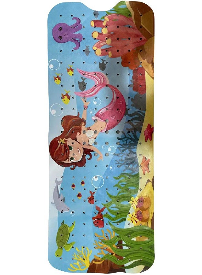 ENKOSI Bath Mat - Large Non Slip Bathtub & Shower Mat - Extra Long 40 x 16 Inch Bathroom Mats for Tub Nonslip Anti Slip Bathmats (40x16 Mermaid Print) (BATH-40x16-MERMAID) - Image 1