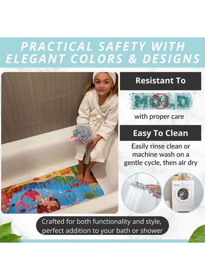 ENKOSI Bath Mat - Large Non Slip Bathtub & Shower Mat - Extra Long 40 x 16 Inch Bathroom Mats for Tub Nonslip Anti Slip Bathmats (40x16 Mermaid Print) (BATH-40x16-MERMAID) - Image 5