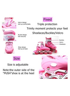 EASY FUTURE Skate Shoes for Boys and Girls Inline Skates Adjustable Size Roller Skates with Flashing Wheels for Children Including Protective Gear Pink Colour  - Image 3