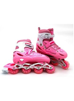 EASY FUTURE Skate Shoes for Boys and Girls Inline Skates Adjustable Size Roller Skates with Flashing Wheels for Children Including Protective Gear Pink Colour  - Image 5
