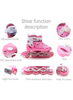 EASY FUTURE Skate Shoes for Boys and Girls Inline Skates Adjustable Size Roller Skates with Flashing Wheels for Children Including Protective Gear Pink Colour  - Image 2