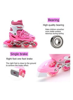 EASY FUTURE Skate Shoes for Boys and Girls Inline Skates Adjustable Size Roller Skates with Flashing Wheels for Children Including Protective Gear Pink Colour  - Image 4
