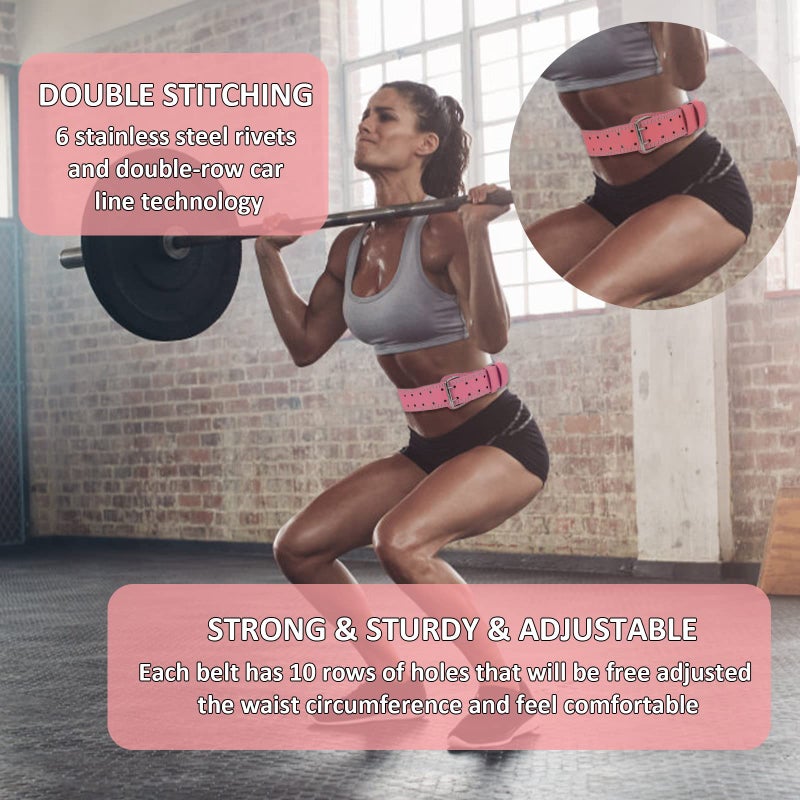 GurZinn 7 Mm Leather Fitness Weight Lifting Belt For Women With 4 Inches Padded Lumbar Support For Power Lifting Workout & Squats Exercise(Pink/S) - Image 4