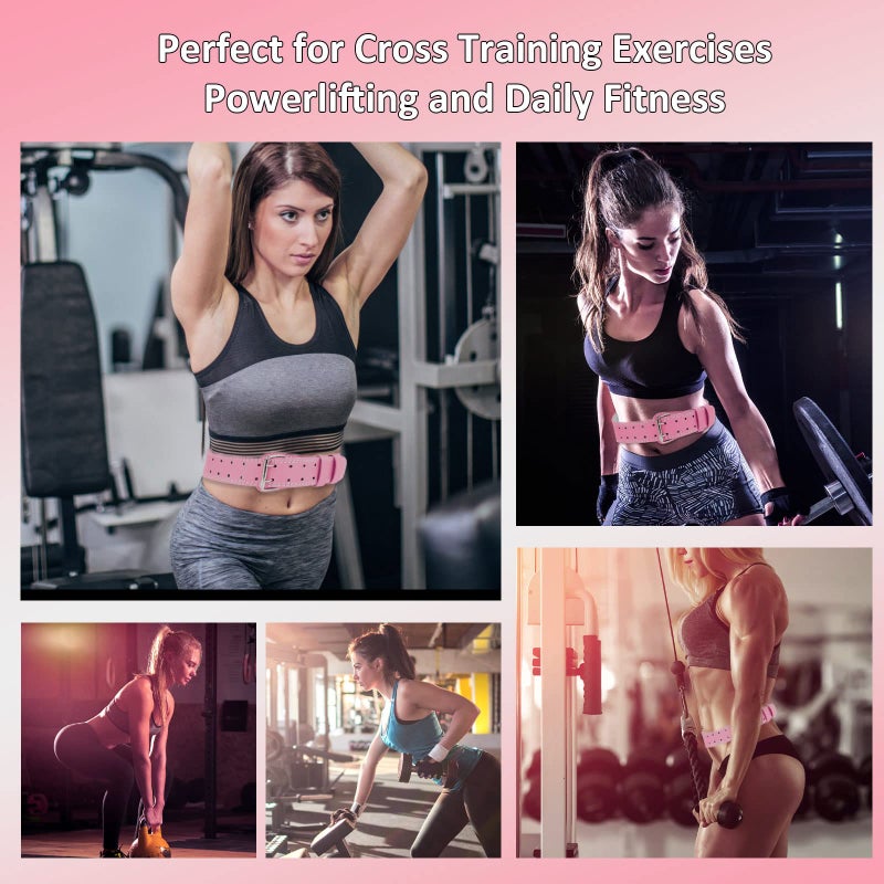 GurZinn 7 Mm Leather Fitness Weight Lifting Belt For Women With 4 Inches Padded Lumbar Support For Power Lifting Workout & Squats Exercise(Pink/S) - Image 5