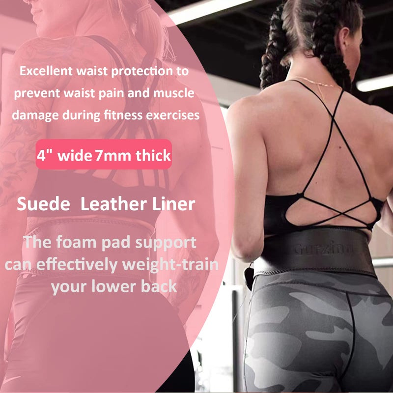 GurZinn 7 Mm Leather Fitness Weight Lifting Belt For Women With 4 Inches Padded Lumbar Support For Power Lifting Workout & Squats Exercise(Pink/S) - Image 3