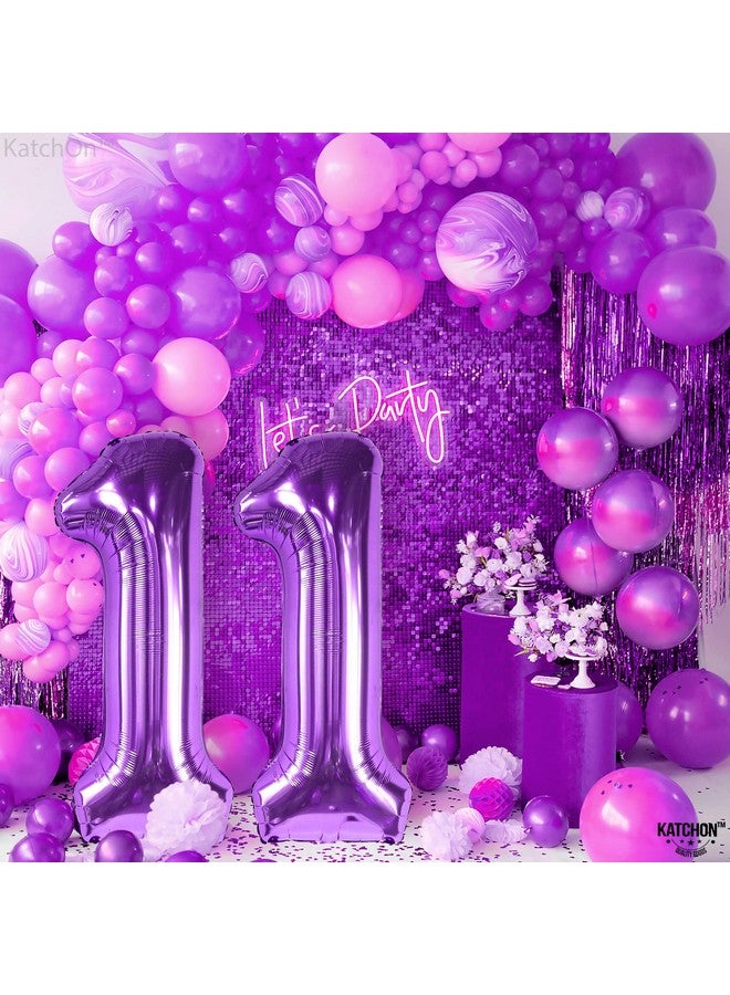 KATCHON Giant Purple 11 Balloons Number 40 Inch 11 Purple Balloons ; 11Th Birthday Purple Decorations For Girls ; 11 Birthday Balloon Purple ; 11 Balloon 11Th Birthday Decorations For Girls Purple - Image 3