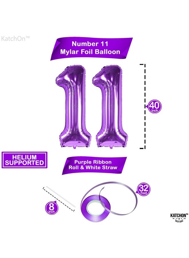 KATCHON Giant Purple 11 Balloons Number 40 Inch 11 Purple Balloons ; 11Th Birthday Purple Decorations For Girls ; 11 Birthday Balloon Purple ; 11 Balloon 11Th Birthday Decorations For Girls Purple - Image 5