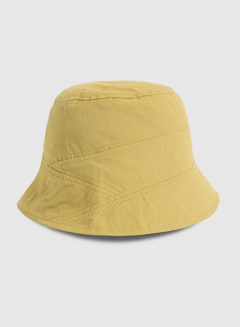 Haute Sauce Self-Design Patched Bucket Hat - Mustard Yellow