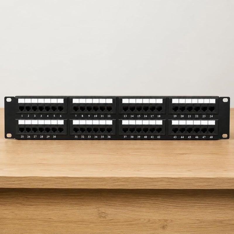 taradhin 48-Port Cat6 UTP Patch Panel Rack Mount | 1U 19-Inch Heavy-Duty Metal | Fully Loaded RJ45 Keystone Jacks | 110 Punch-Down| Data Centre, Server Room, Office LAN & Home Lab Wall Mount - Image 3
