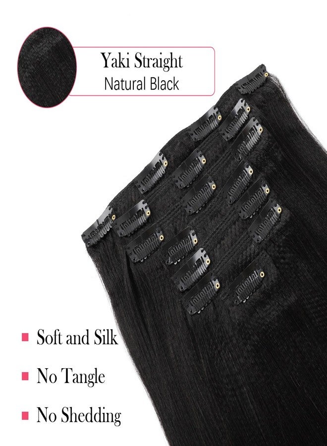 Sassina Italian Light Yaki Straight Clip in Human Hair Extensions Real Remy Double Wefts Clip in Hair Extensions for Black Women 120 Grams 7 Pieces With 17 Clips YS 12 Inch - Image 3