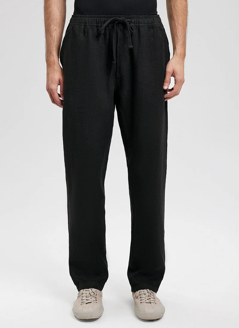 مافي Black Linen Pants