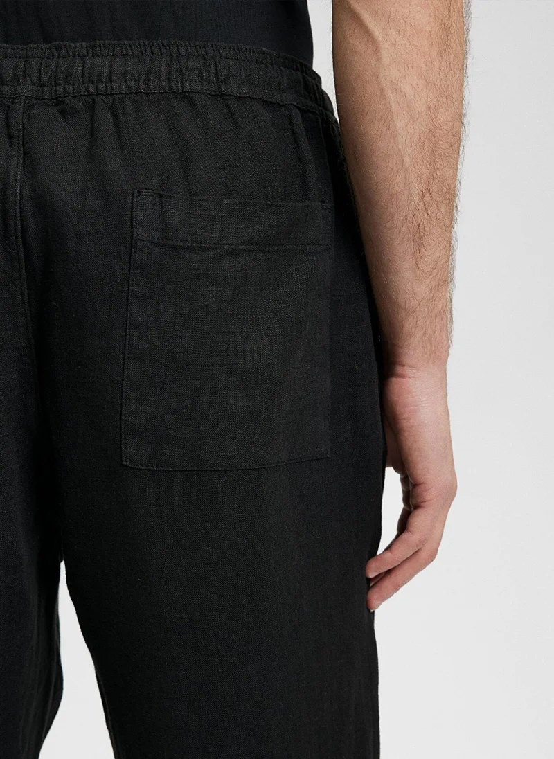 مافي Black Linen Pants
