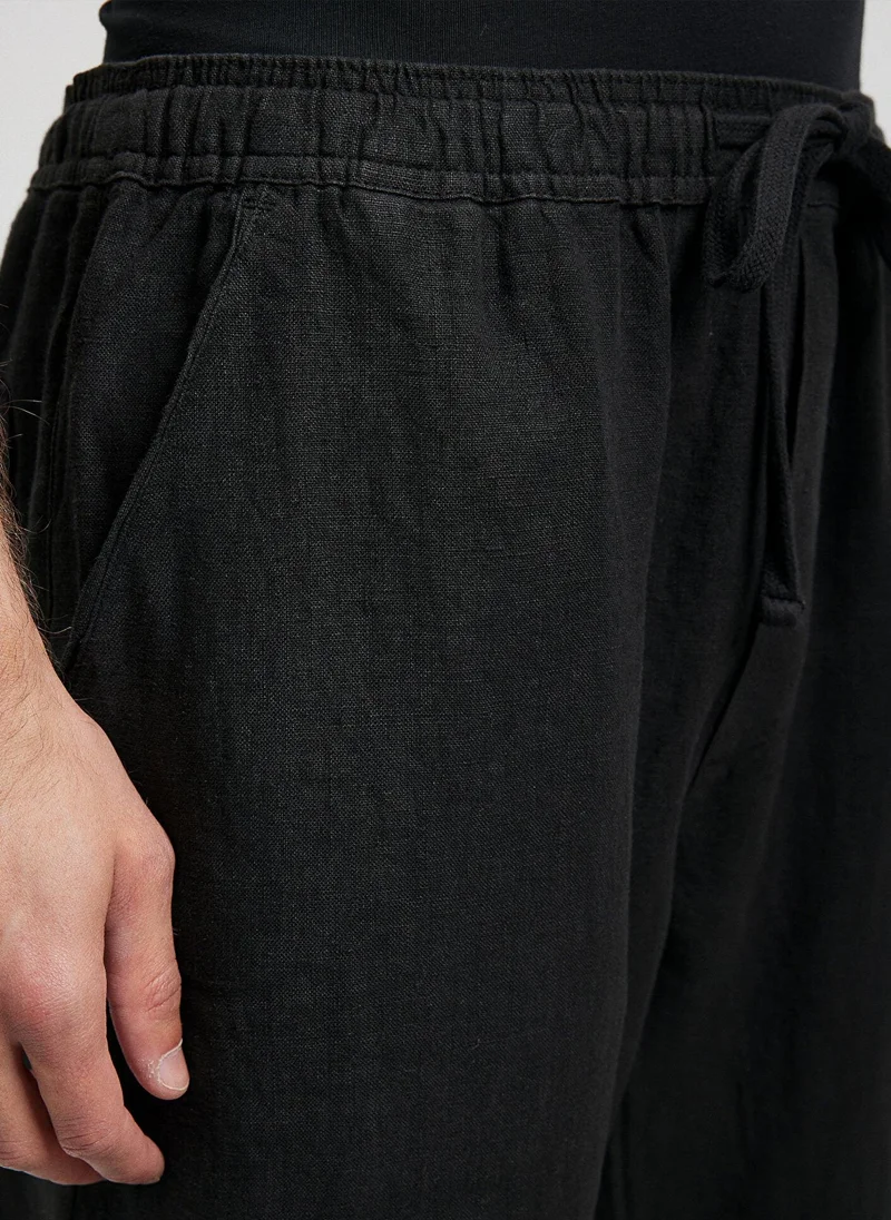 مافي Black Linen Pants
