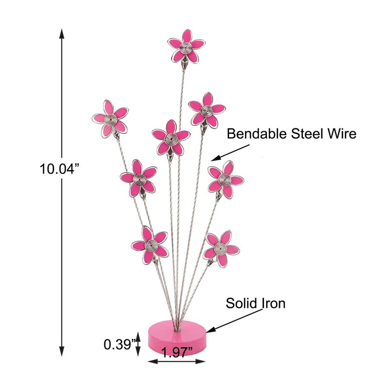 TFu 8-Branch Family Tree Picture Frame Holder  Card Photo Clips Holder Desk Stand For Memo Paper Note Photo Christmas Wedding Card Display (Rose Red Flower) - Image 3