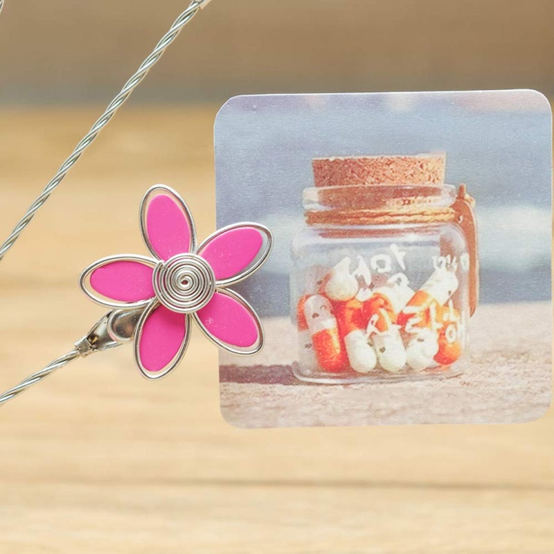 TFu 8-Branch Family Tree Picture Frame Holder  Card Photo Clips Holder Desk Stand For Memo Paper Note Photo Christmas Wedding Card Display (Rose Red Flower) - Image 4