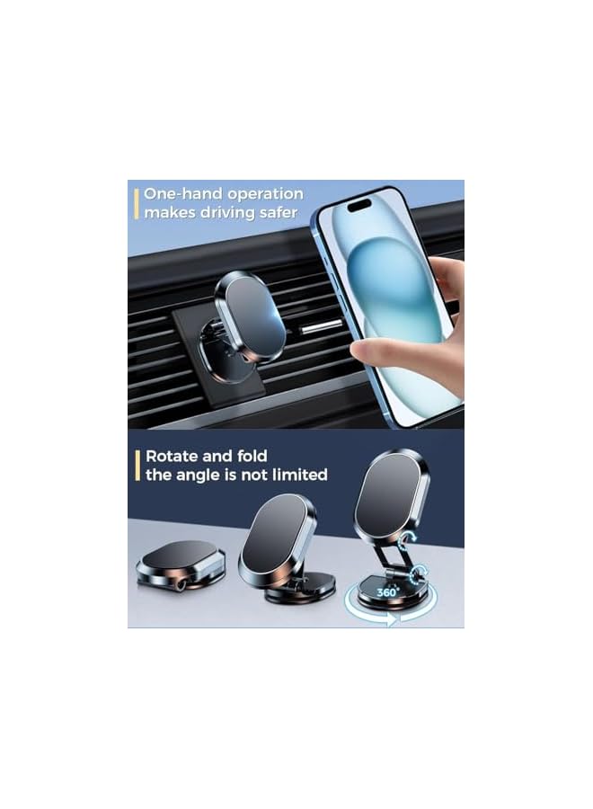 Green Tiger 360° Foldable Magnetic Car Phone Holder – Strong Magnet Dashboard & Desk Mount | Universal Aluminum Alloy Mobile Stand – Compatible with iPhone, Samsung, Xiaomi, Huawei, More - Image 3
