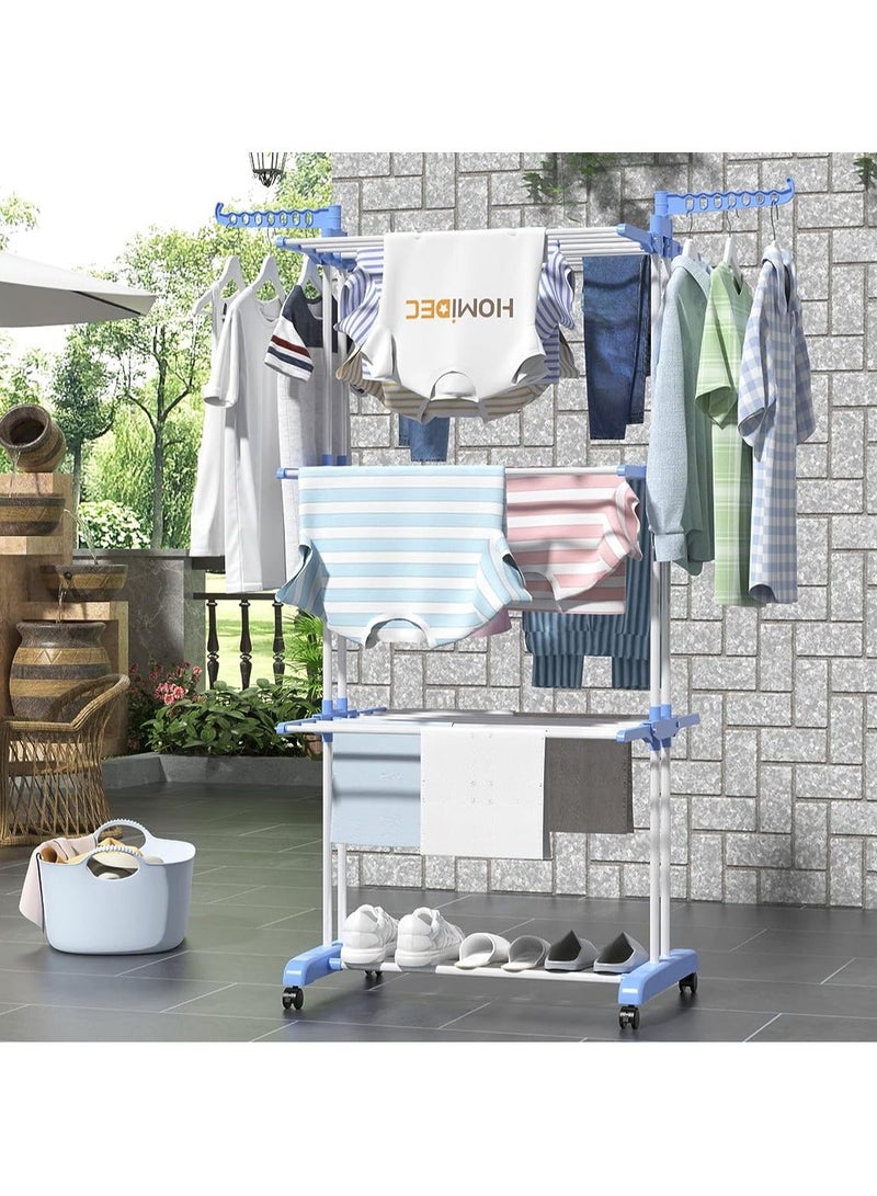 Foldable 3 Tier Clothes Drying Rack for Laundry Rolling - Image 4