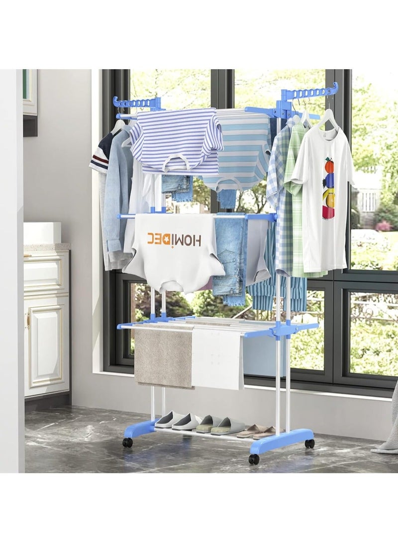 Foldable 3 Tier Clothes Drying Rack for Laundry Rolling - Image 2