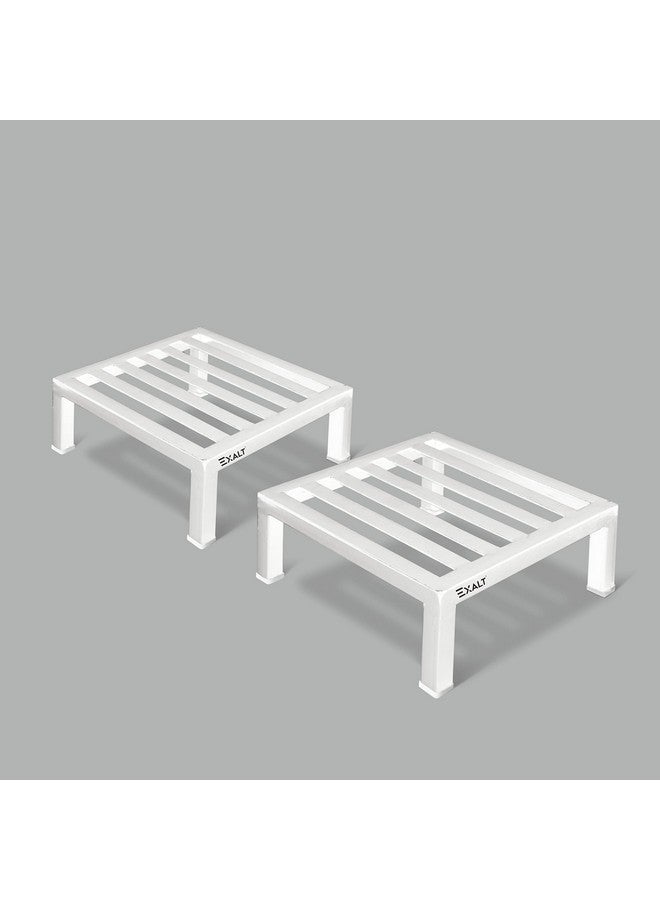 EXALT® Flower Metal Pot Stand For Outdoor Plants / Indoor Pot Stands plant of Heavy Duty Metal in White Colour (Pack of 2) - Image 1