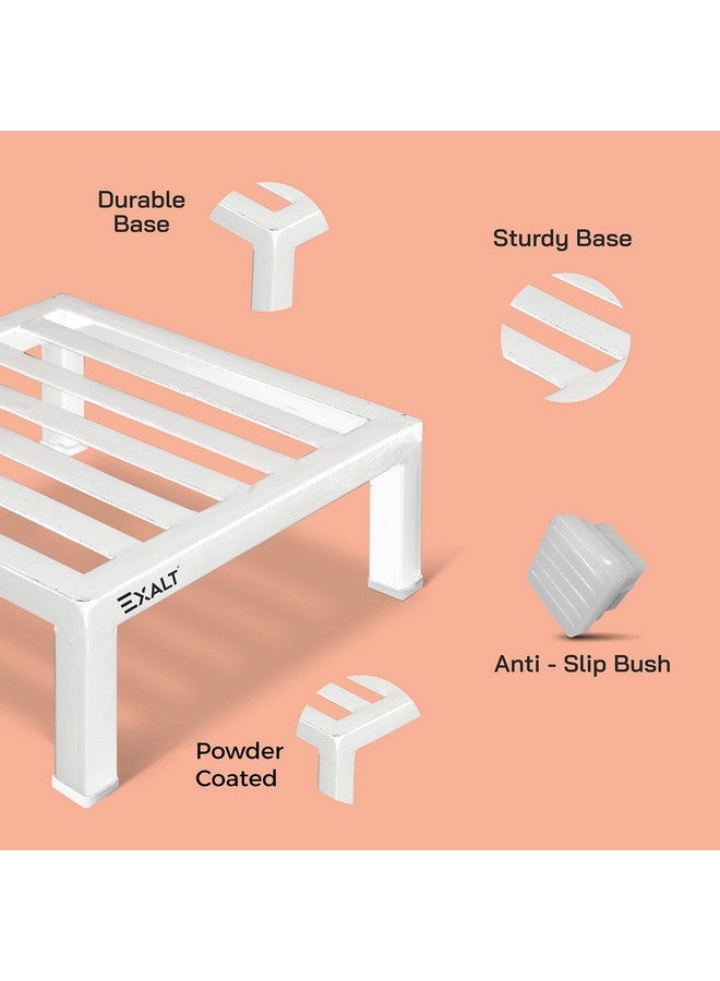 EXALT® Flower Metal Pot Stand For Outdoor Plants / Indoor Pot Stands plant of Heavy Duty Metal in White Colour (Pack of 2) - Image 3