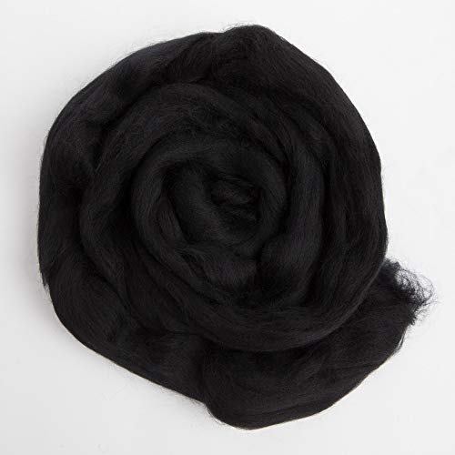 Desert Breeze Distributing 100% Natural Merino Wool Roving - Premium Combed Top Merino Roving Wool - Tapestry, Spinning, Wet Felting & Needle Felting Supplies - 21.5 Micron - 1 oz, Color Black - Image 3