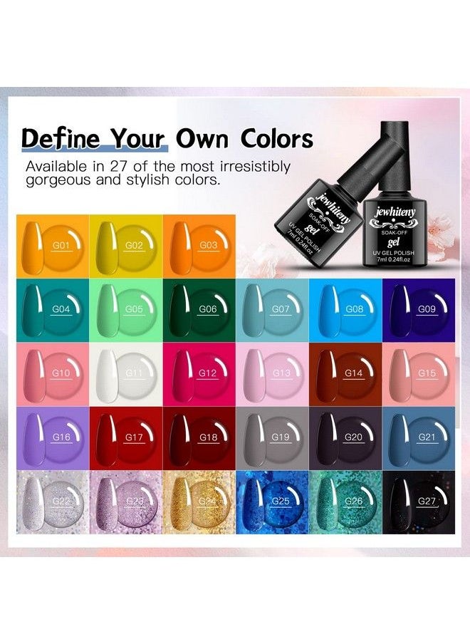 JEWHITENY - 27 Colors Gel Nail Polish Kit With U V Light 120W Uv Led Nail Dryer Lamp Curing Gel Nail Polish Set Popular Gel Nail Polish Set Diy At Home Nail Manicure Tools - Image 1
