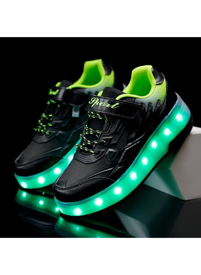 HUSK'SWARE Kids' LED Roller Shoes - Automatic Meteor Shower Rechargeable Wheel Shoes 