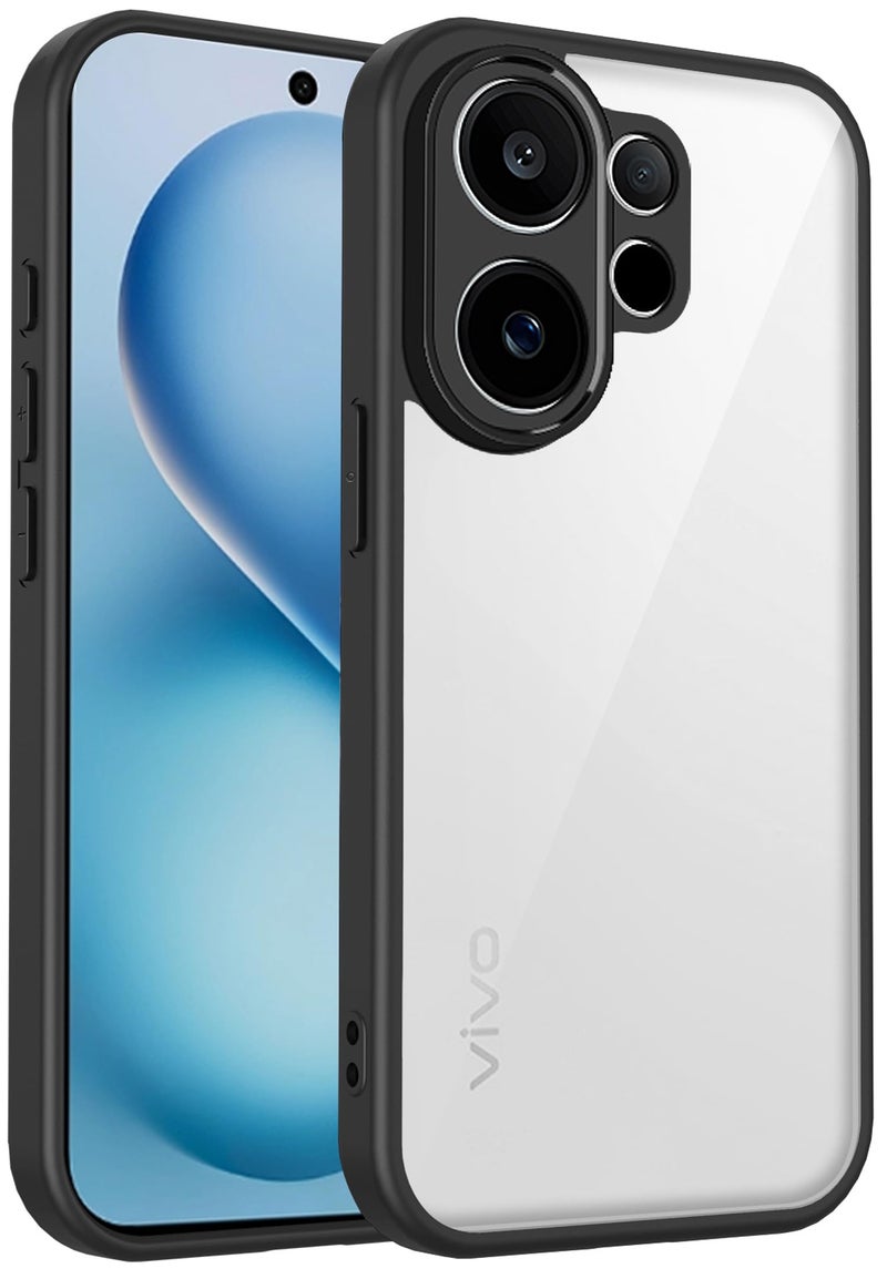 Kapa Hawkeye Clear Slim Tough Back Cover for Vivo V60 5G / Vivo T4 Pro 5G | Camera Lens Protector Anti Yellow Shockproof Clear Hybrid Case Cover (Black Sides) - Image 1