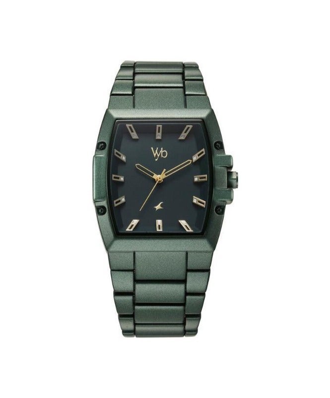 fastrack Vyb Pioneer Fastrack By Titan Quartz Analog Green Dial Metal Strap Watch For Men fv30023qm02 - Image 1