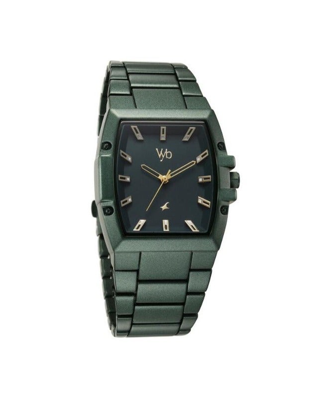 fastrack Vyb Pioneer Fastrack By Titan Quartz Analog Green Dial Metal Strap Watch For Men fv30023qm02 - Image 2