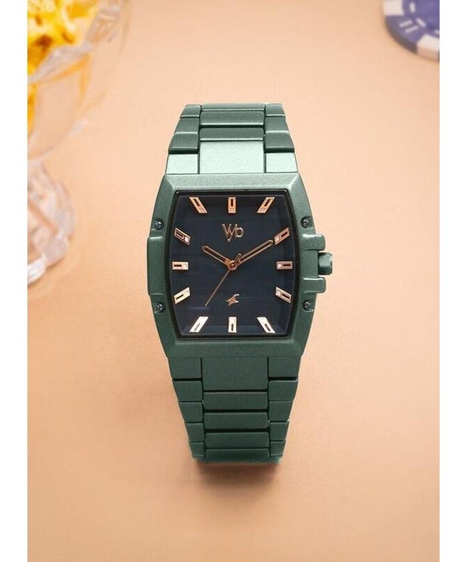 fastrack Vyb Pioneer Fastrack By Titan Quartz Analog Green Dial Metal Strap Watch For Men fv30023qm02 - Image 3