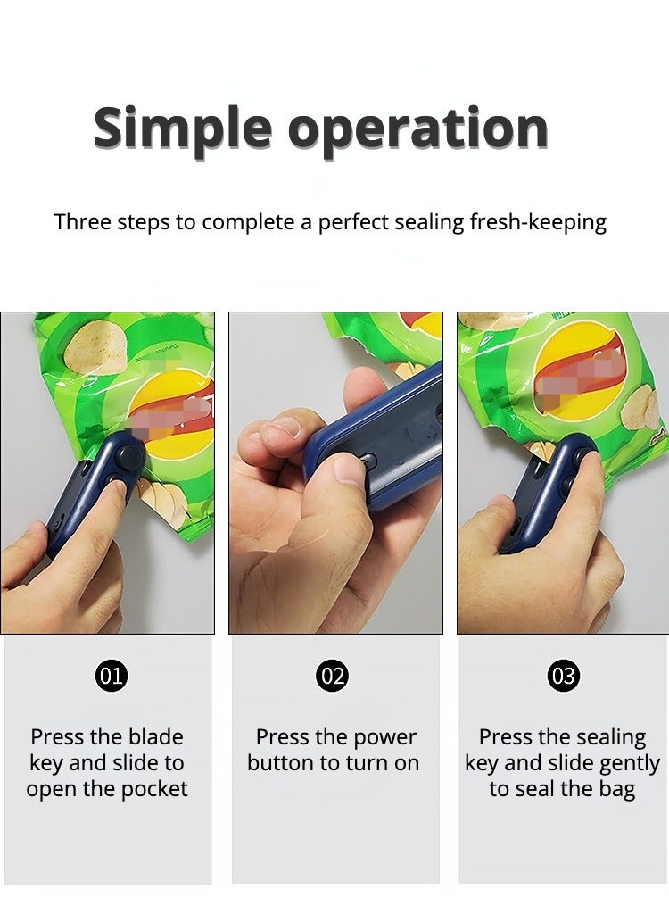 Mini Bag Sealer, Handheld Heat Vacuum Sealer, 2 in 1 Sealer and Cutter, Portable Resealer Machine for Plastic Bags Food Storage Snacks Freshness - Image 2
