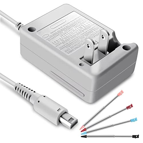 FIOTOK 3DS Charger Kit Compatible with Nintendo 3DS/ New 3DS XL/DSi/DSi XL/2DS/ 2DS XL 100-240V Wall Plug Adapter with 4 Metal Retractable Stylus Pen for 3DS/3DS XL/3DS LL - Image 1