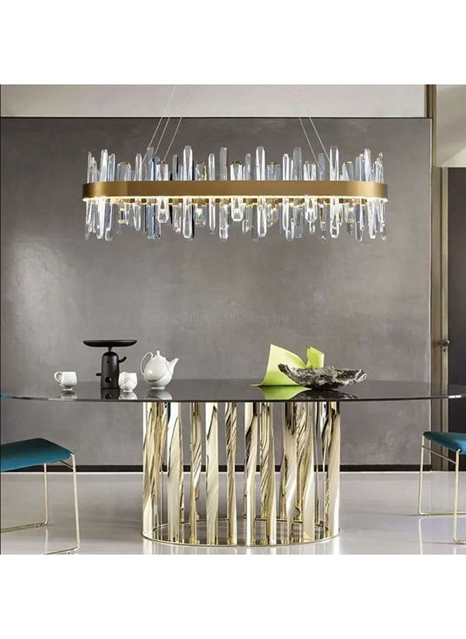 AL SALHIYA LIGHTING Modern 120LED Glass Iron Crystal Oval Pendant Light  - Image 1