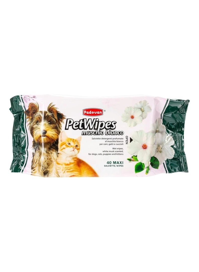Pet Wipes White Musk – Dog & Cat Cleaning Wipes (40 Pcs) - Image 1