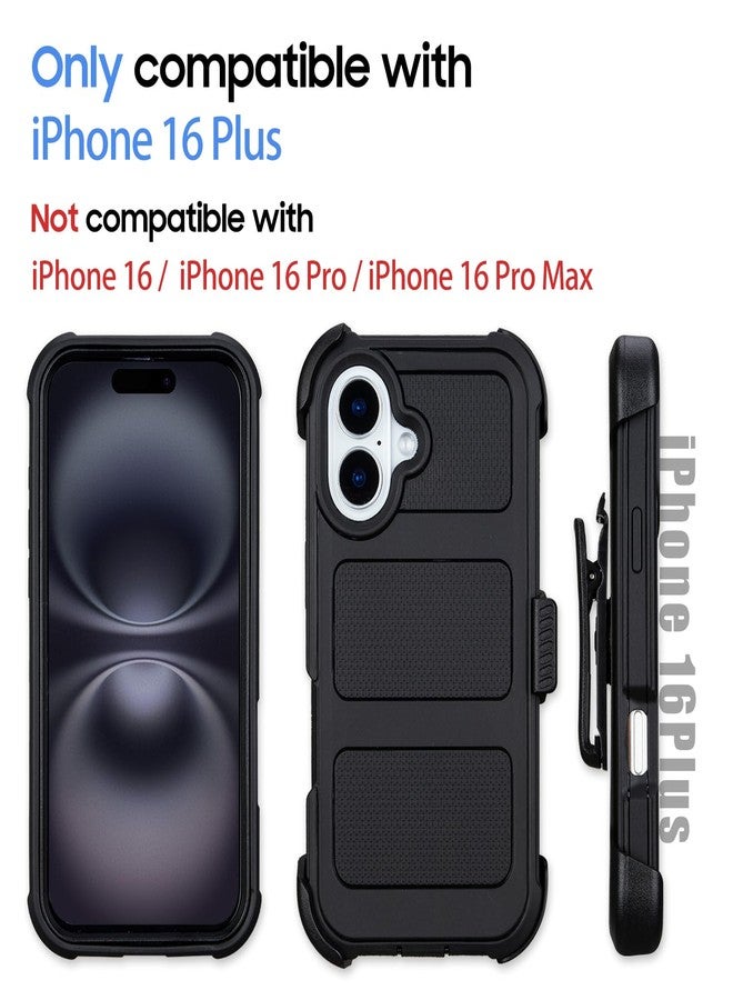 Saiboro Case for iPhone 16 Plus Case with Belt Clip Holster,for Defender iPhone 16 Plus Cases with Stand,Heavy Duty Rugged Full-Body,3 Layers of Sturdy,Anti-Drop,Cases for iPhone16PlusCase Protective (Black) - Image 2