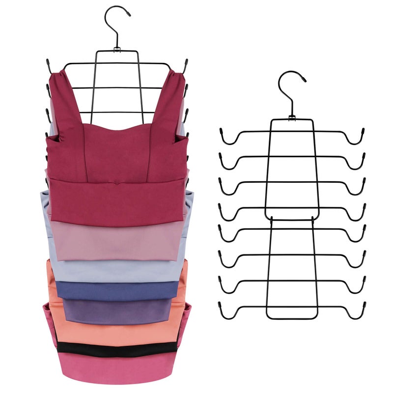 ZEDODIER 2 Pack Tank Top Hanger Space Saving, Bra Hangers for Closet Organizer, Hanging Bra Organizer Tank Tops Holder with 16 Hooks, Metal Closet Organizers and Storage Small Space Solutions, Black - Image 1
