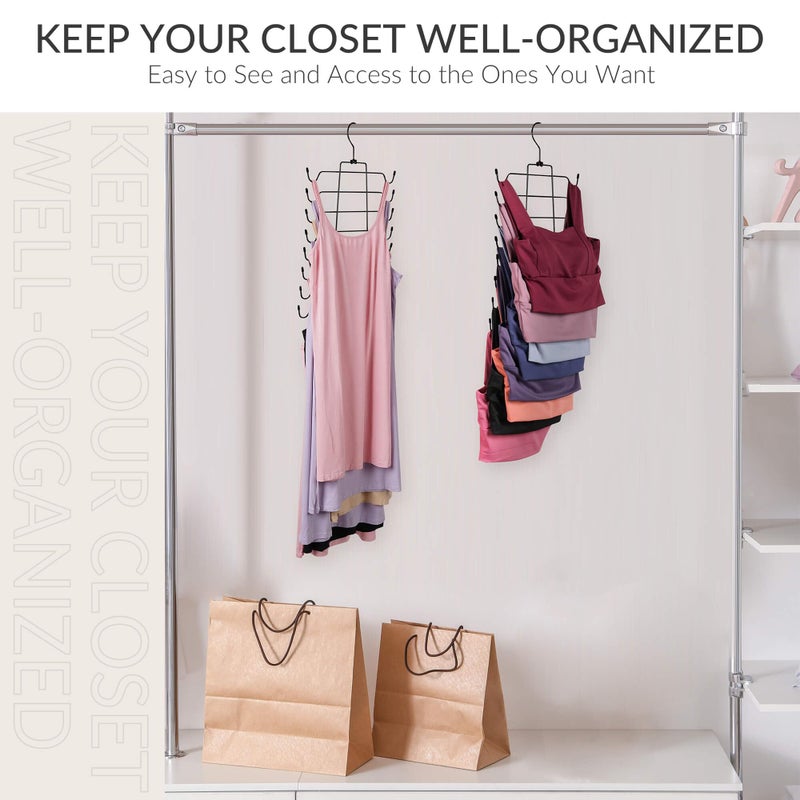 ZEDODIER 2 Pack Tank Top Hanger Space Saving, Bra Hangers for Closet Organizer, Hanging Bra Organizer Tank Tops Holder with 16 Hooks, Metal Closet Organizers and Storage Small Space Solutions, Black - Image 5