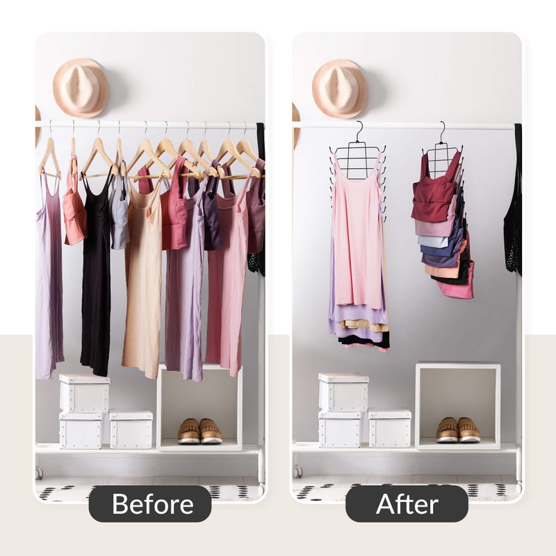ZEDODIER 2 Pack Tank Top Hanger Space Saving, Bra Hangers for Closet Organizer, Hanging Bra Organizer Tank Tops Holder with 16 Hooks, Metal Closet Organizers and Storage Small Space Solutions, Black - Image 2