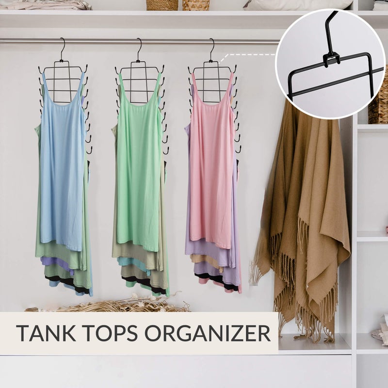 ZEDODIER 2 Pack Tank Top Hanger Space Saving, Bra Hangers for Closet Organizer, Hanging Bra Organizer Tank Tops Holder with 16 Hooks, Metal Closet Organizers and Storage Small Space Solutions, Black - Image 4
