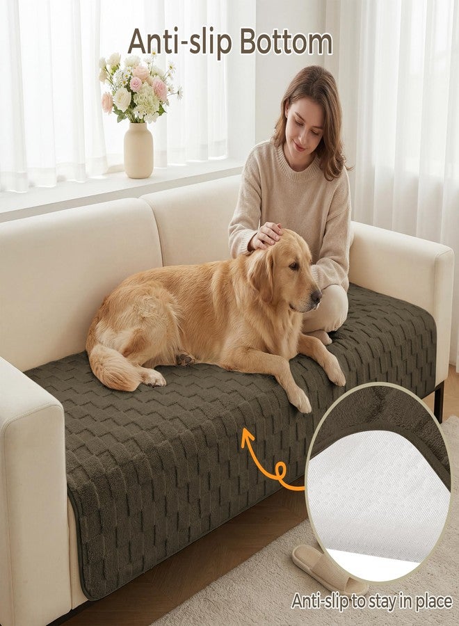 Foxdecor Couch Covers for 3 Cushion Couch Sofa Pet Friendly, Funny Fuzzy Anti Slip Dog Cover Protector, Coffee, 40x50 Inch - Image 4