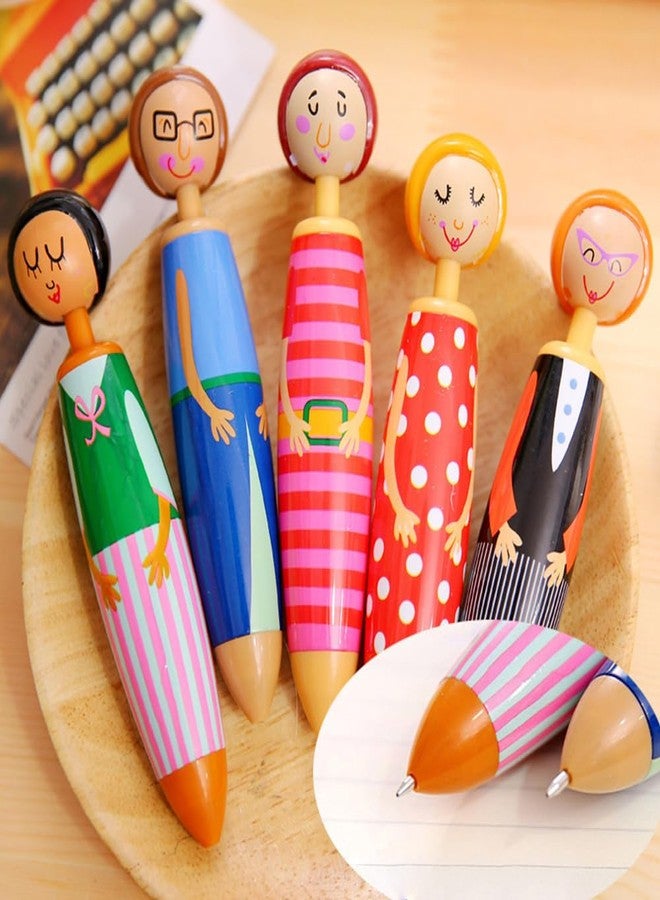 SHENIAFC 5-Pack Japanese Anime Doll Gel Pens - 0.5mm Blue Ink, Cute Cartoon Design for Office, Home, School & Business Supplies (Multi-Use) - Image 4