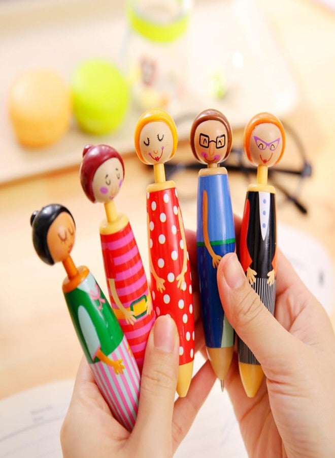 SHENIAFC 5-Pack Japanese Anime Doll Gel Pens - 0.5mm Blue Ink, Cute Cartoon Design for Office, Home, School & Business Supplies (Multi-Use) - Image 3